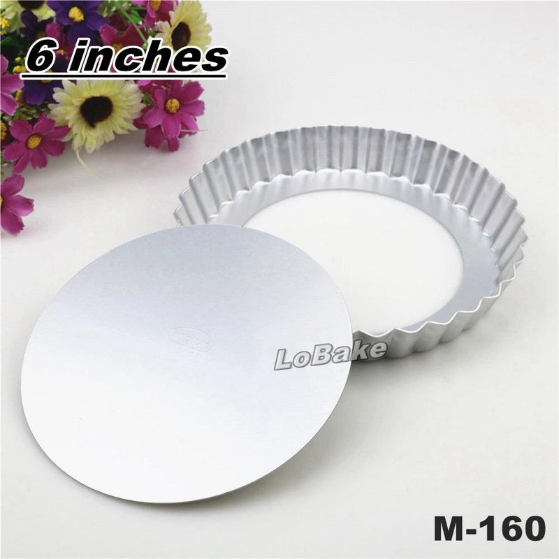 6 inches loose-bottom aluminium alloy round flower wavy side pie pan pizza stone pancake