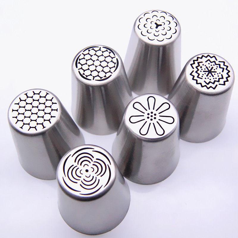 6PCS Russian Tulip Flower Cake Icing Piping Pastry Tips Nozzles Cupcake Cake Decorating Tools Baking