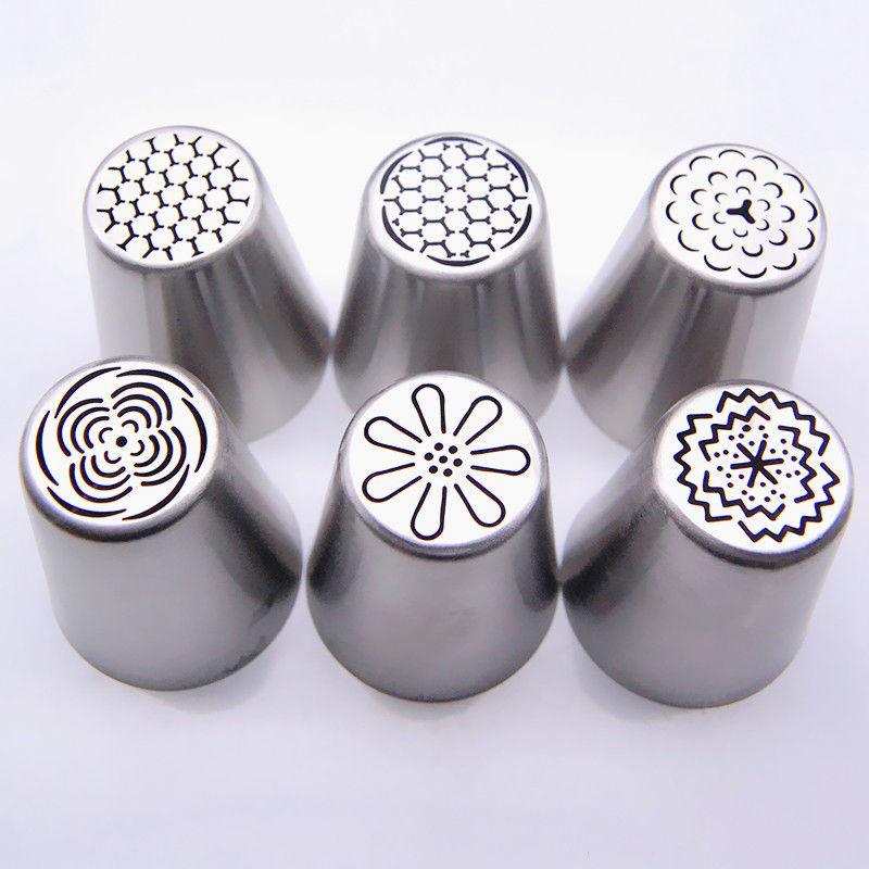 6PCS Russian Tulip Flower Cake Icing Piping Pastry Tips Nozzles Cupcake Cake Decorating Tools Baking