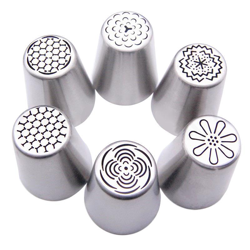 6PCS Russian Tulip Flower Cake Icing Piping Pastry Tips Nozzles Cupcake Cake Decorating Tools Baking