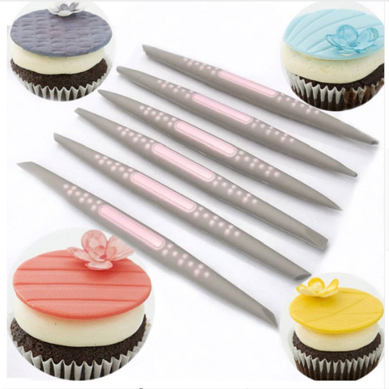 6Pcs/Set Fondant Cake Sugar Soft Tip Shapers Modelling Tool Cakes Decorating Modelling Craft Clays