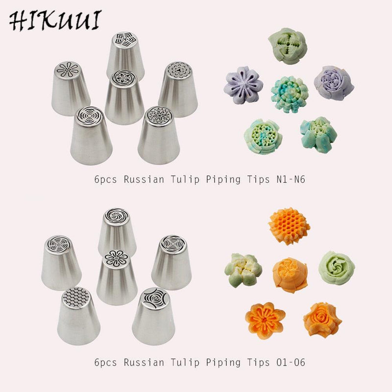 76PCS Stainless Steel Pastry Nozzles Set Icing Piping Tips Russian Korean Style Ball Shape Nozzle