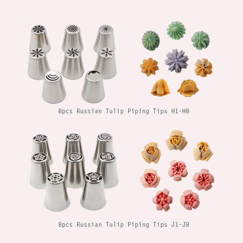 76PCS Stainless Steel Pastry Nozzles Set Icing Piping Tips Russian Korean Style Ball Shape Nozzle