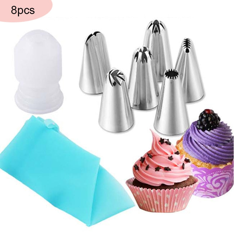 8pcs/set Nozzles For Pasty Stainless Steel Confectionery Equipment Syringe Cream Nozzle Cake