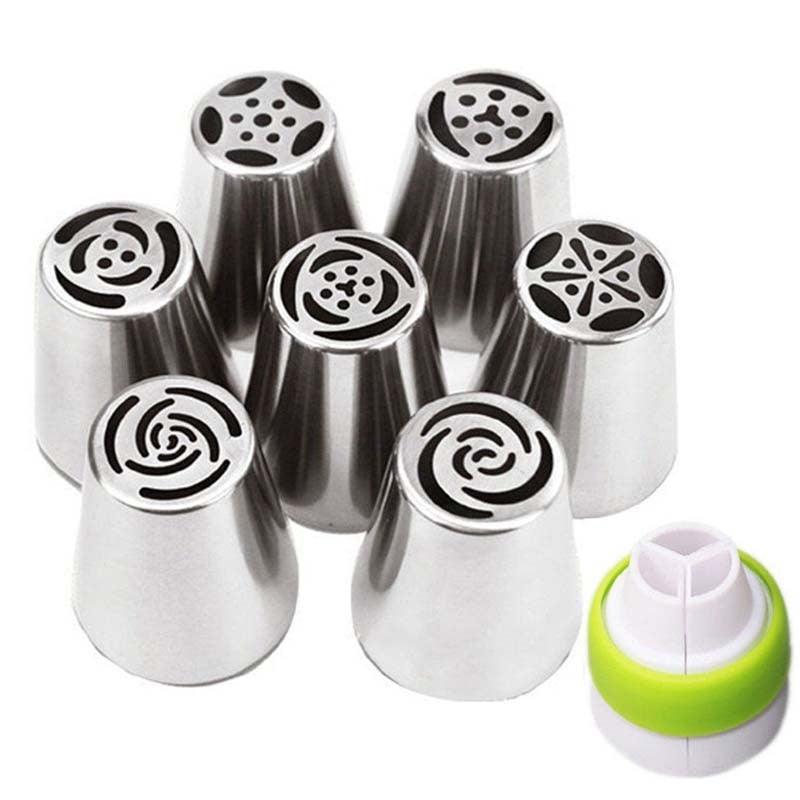 8pcs/set Russian Tulip Stainless Steel Piping Icing Nozzle for Cream Pastry Accessories Cake Cream