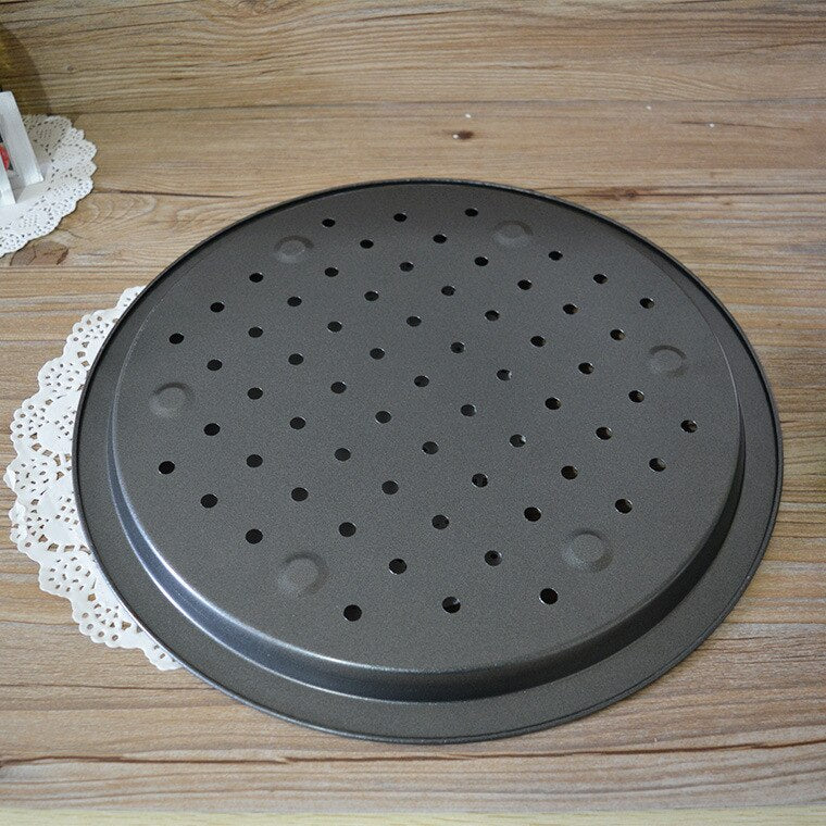 14 inch Thickening Pizza Shallow Dish Nonstick Carbon Steel Pizza Plate Baking Mould