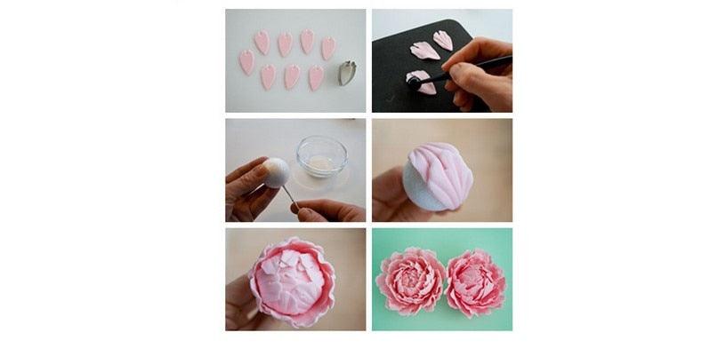 APRICOT 4pcs/set peony flower  Cookie Cutter 3D Sugarcraft Fondant Cake Pastry Biscuit Baking Mold