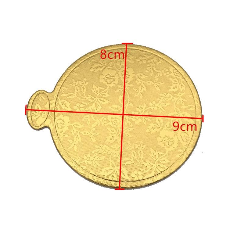 100pcs/Set Gold Printing Round Mousse Cake Boards Paper Cupcake Dessert Displays Tray Wedding