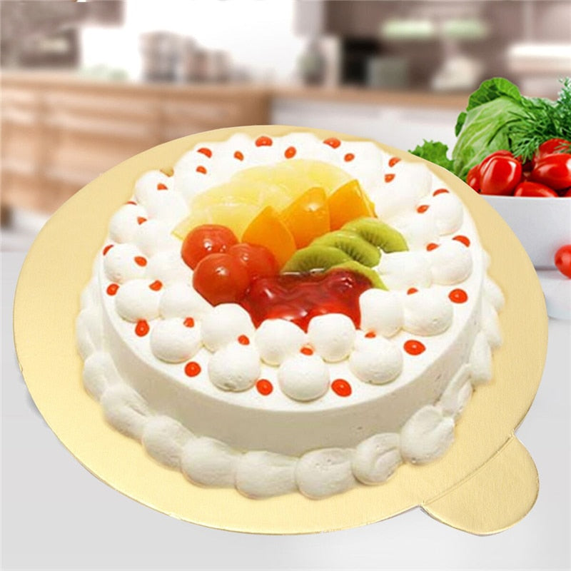 100pcs/Set Round Mousse Cake Boards Gold Paper Cupcake Dessert Displays Tray Wedding Birthday