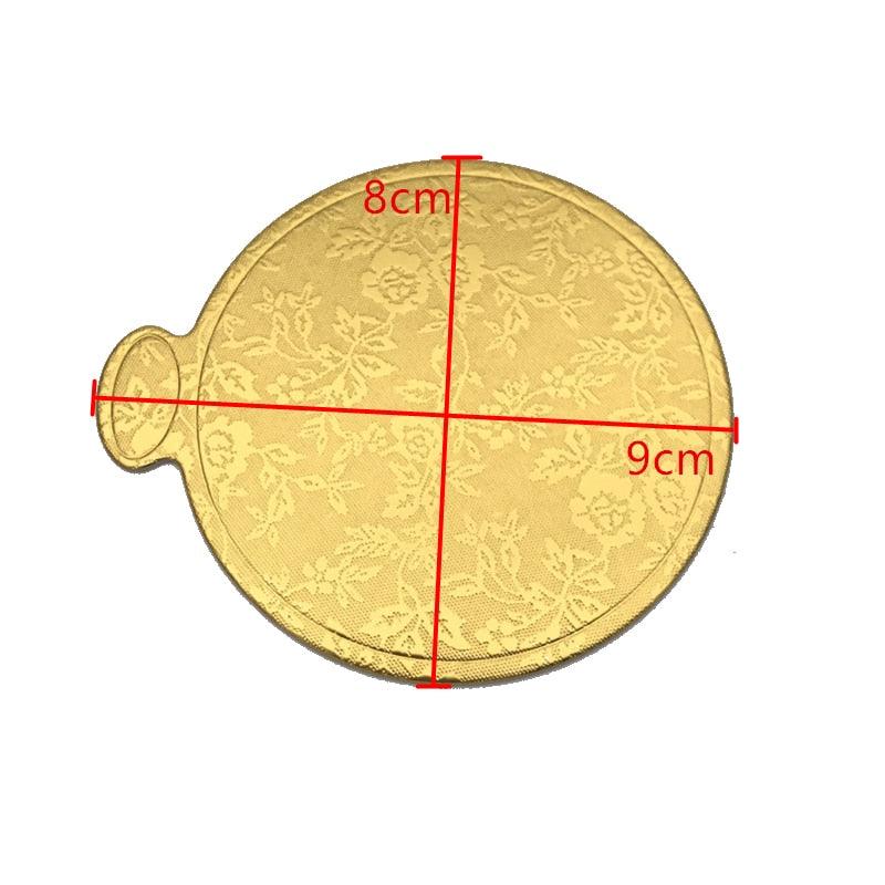 Aomily Gold Printing Round Mousse Cake Boards Paper 100pcs/Set Cupcake Dessert Displays Tray Wedding