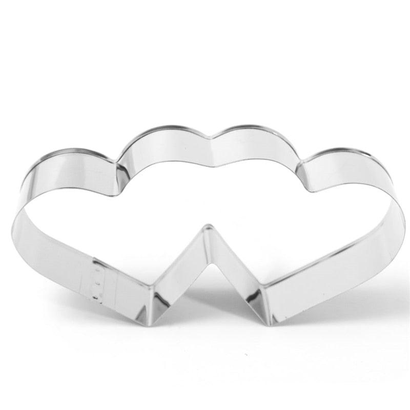 Aomily Lovely Double Heart Cookies Cutter Sweet Love Cake Pastry DIY Mould Baking Tools Stainless