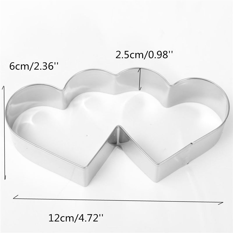 Aomily Lovely Double Heart Cookies Cutter Sweet Love Cake Pastry DIY Mould Baking Tools Stainless