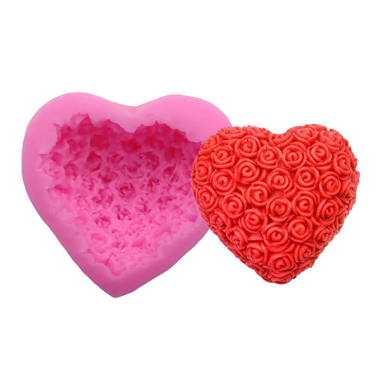 Baking Accessories Fondant Cake Mold Bouquet Loving Heart Shape Valentine's Day Gift 3D Rose