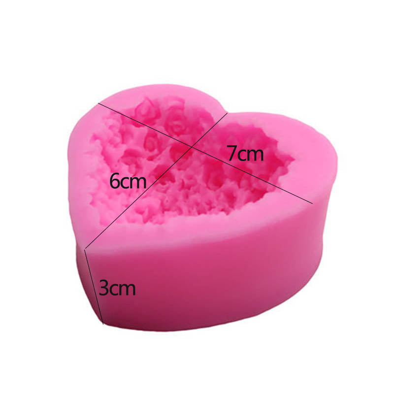 Baking Accessories Fondant Cake Mold Bouquet Loving Heart Shape Valentine's Day Gift 3D Rose