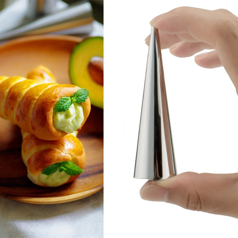 Baking supplies 5pcs DIY Baking Cones Stainless Steel Spiral Baked Croissants Tubes Horn Pastry Roll