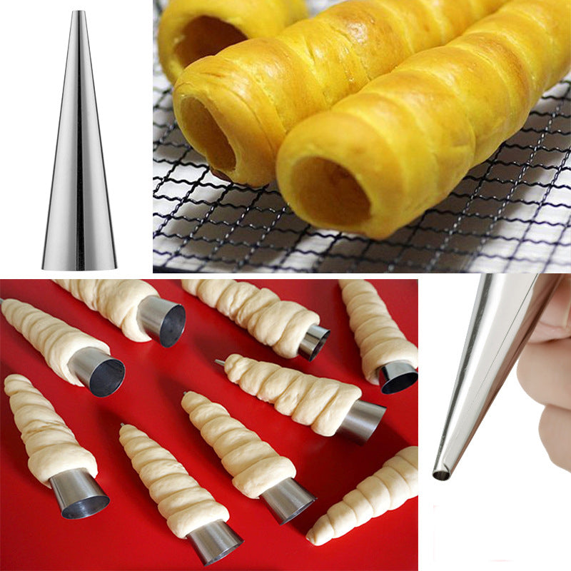 Baking supplies 5pcs DIY Baking Cones Stainless Steel Spiral Baked Croissants Tubes Horn Pastry Roll
