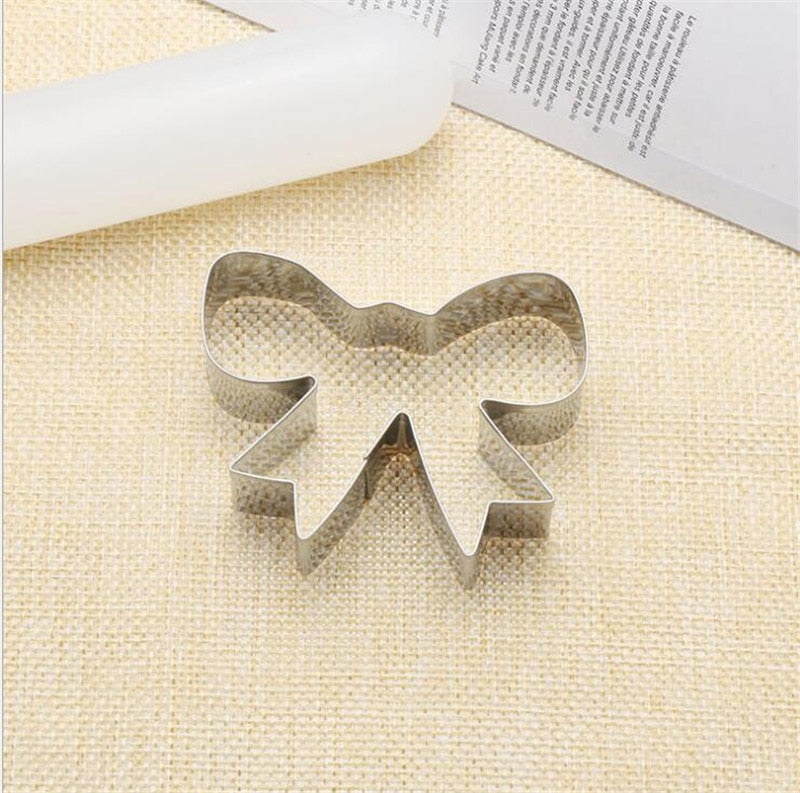 Bow Cookie Tools Cutter Mould Biscuit Press Icing Set Stamp Mold Stainless Steel Bakeware