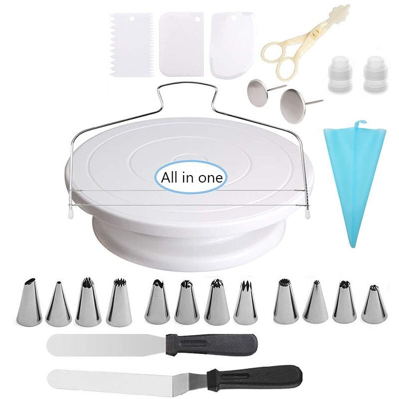 Cake Decorating Kits Set with Cake Turntable /Piping Tip /Icing Spatula/Piping Bag Fondant Tool
