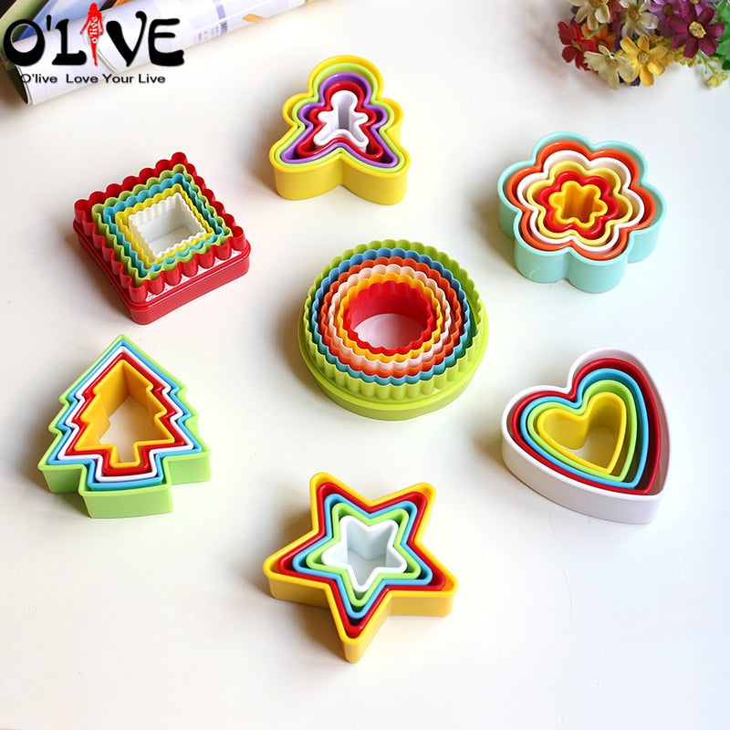 Christmas Cookie Cutter Set Fondant Molds Biscuit Shape Cake Forms Plunger Flower Cookie Stencil