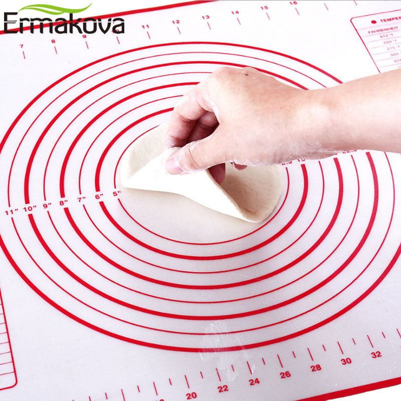 ERMAKOVA Silicone Baking Mat Thick Non-Slip Sheet with Measurements No BPA Toaster Oven Liner