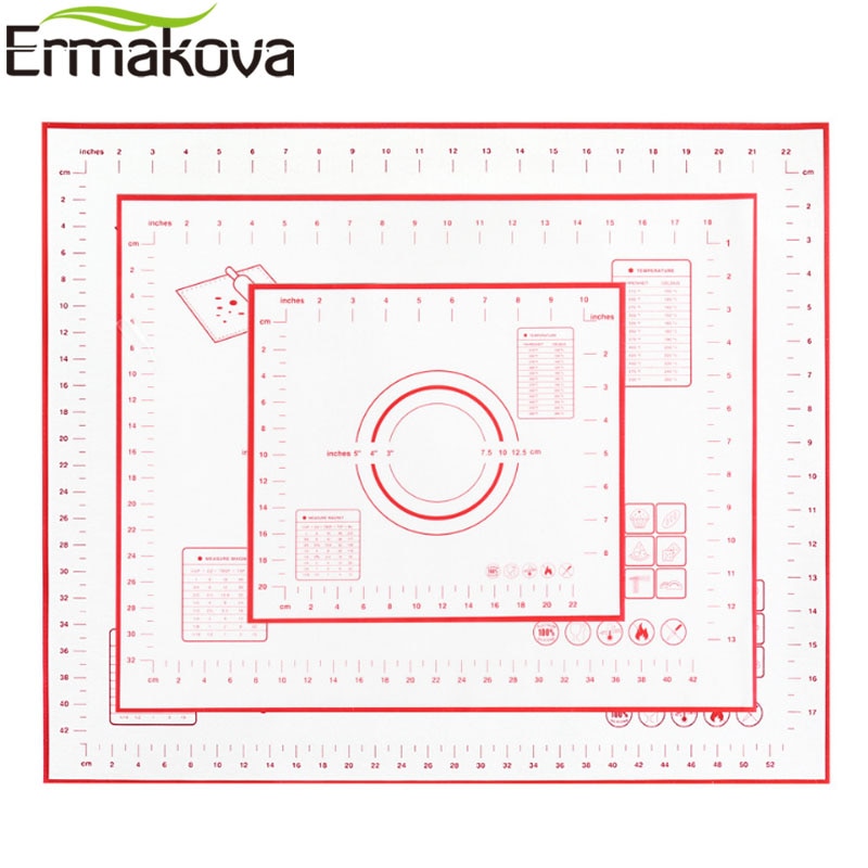 ERMAKOVA Silicone Baking Mat Thick Non-Slip Sheet with Measurements No BPA Toaster Oven Liner