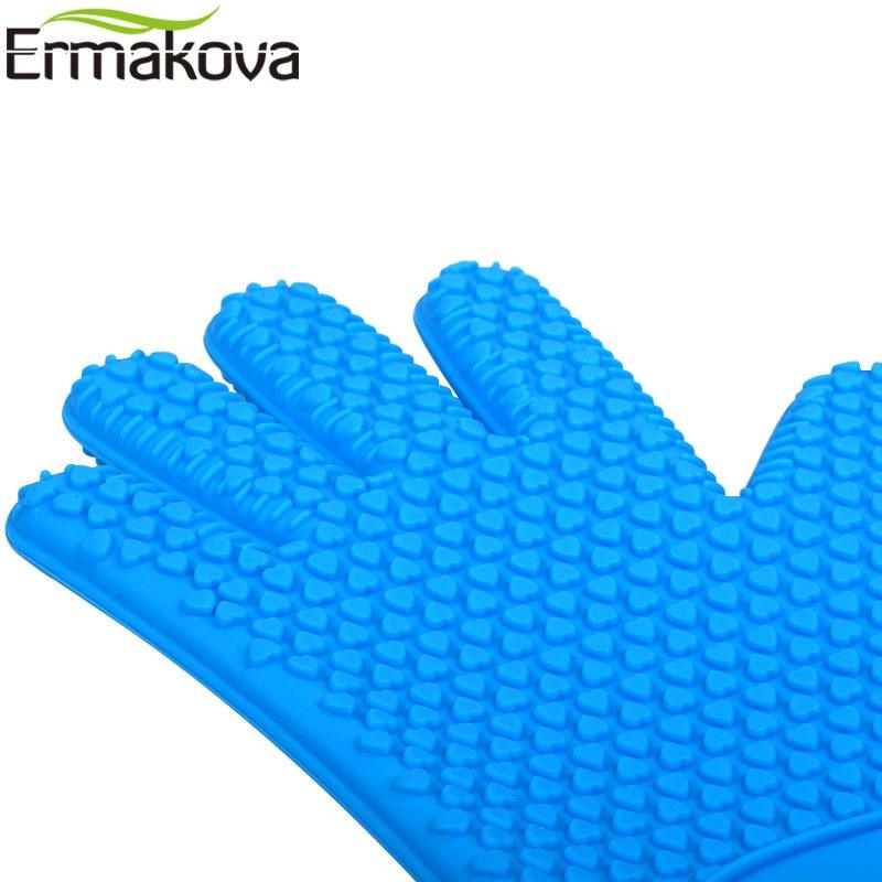 ERMAKOVA Thickening Silicone Glove BBQ Grill Glove Oven Mitts Barbecue Oven Baking Glove Pinch Mitts