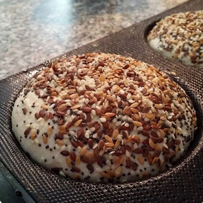 Goldbaking Silicone Bun Bread Forms Non Stick Baking Sheets Perforated Hamburger Molds Muffin Pan