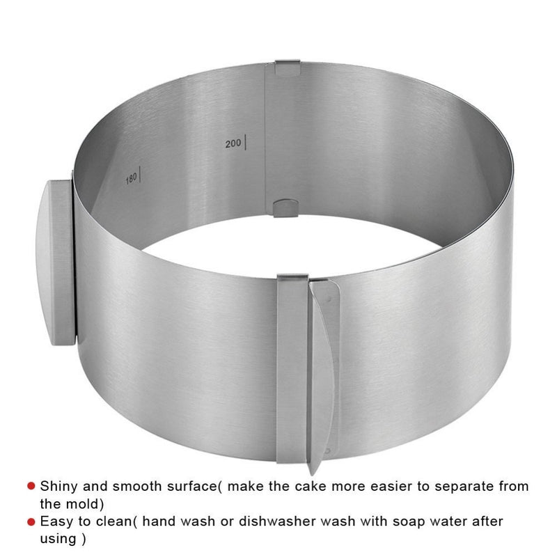 1PCS Adjustable Cake Mold Stainless Steel Round Shape Mousse Cake Mould Pastry Ring Mold 16-30cm