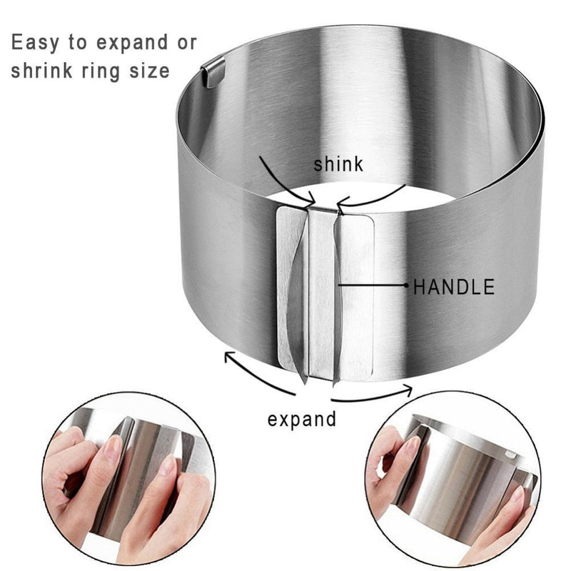 1PCS Adjustable Cake Mold Stainless Steel Round Shape Mousse Cake Mould Pastry Ring Mold 16-30cm