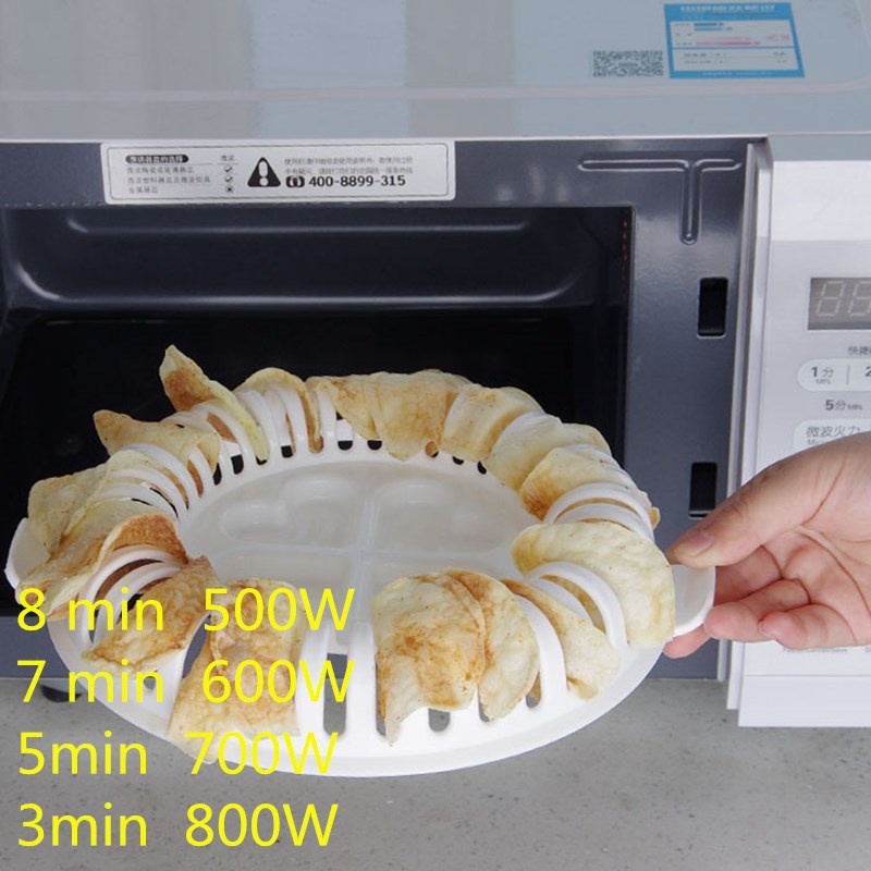 Microwave Oven Fat Potato Chips Maker Apple Fruit Potato Crisp Chip Slicer Snack Maker DIY Set Tray