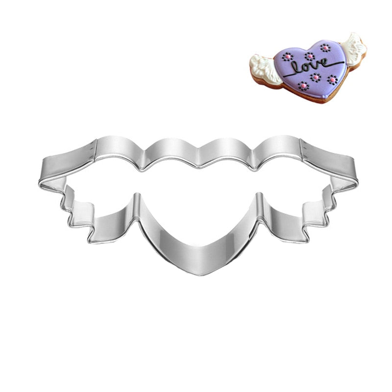 Heart Metal Cookie Cutter Angel Wing Valentine Cake Decorating Tool Party Patisserie Gateau Love