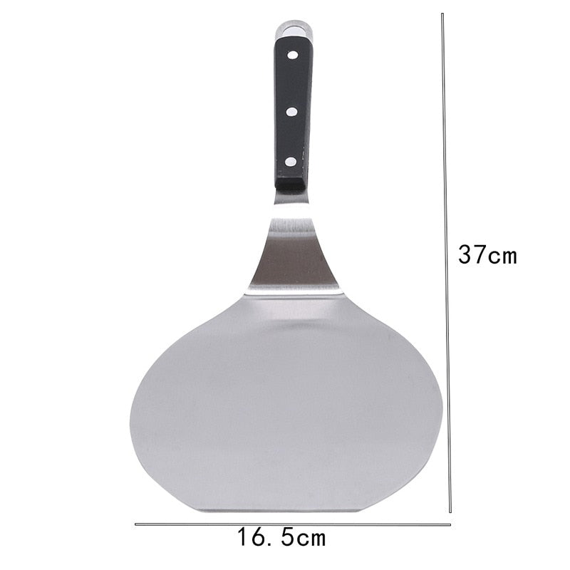Stainless Steel Pizza Peel Shovel with Wooden Handle Cake Shovel Baking Tools Cheese Cutter Peels