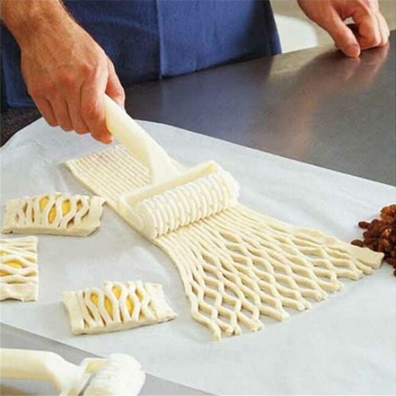 Reusable Dough Lattice Roller Cutter Pull for Pizza Pastry Cutter Pie Craft Net Wheel Knife Baking Tool