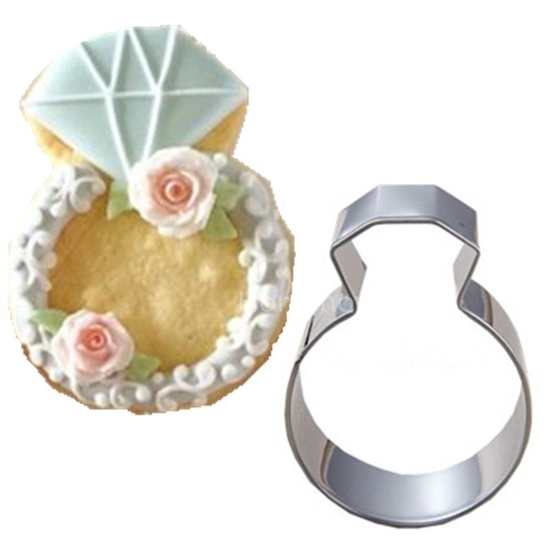 Hot Lady Wedding Party Diamond Ring Cookie Mold Stainless Steel Kitchen Accessories Baking Tools