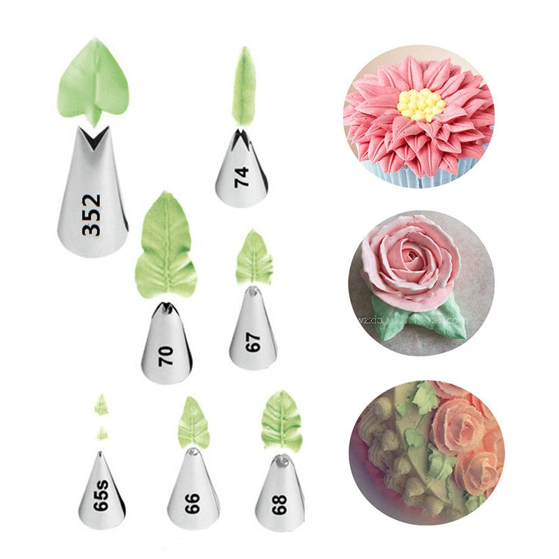 Icing Piping Nozzles Leaves Piping Tips 9 Pcs/Set Cake Accessories Stainless Steel For