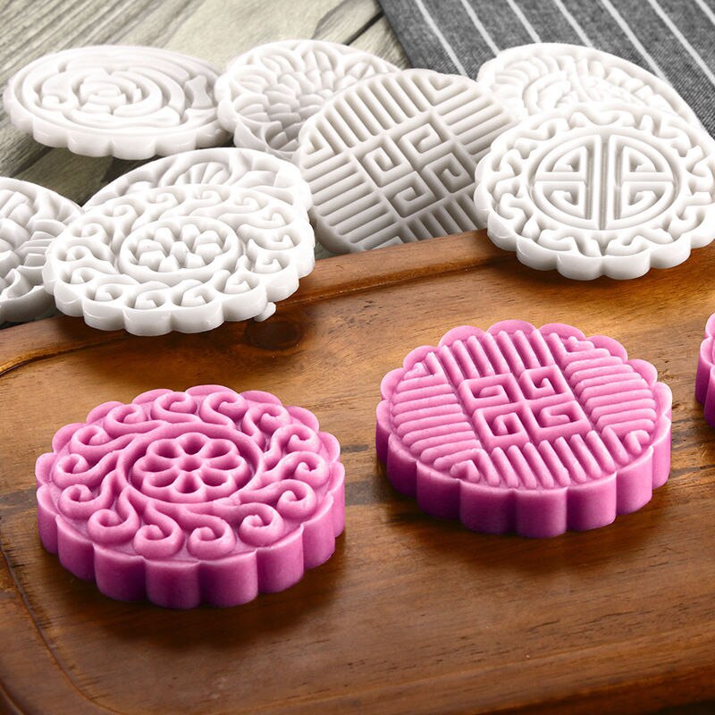 JX-LCLYL 8 Flower Stamps Round 100g Pastry Mooncake Mold Cookies Mooncake Decor