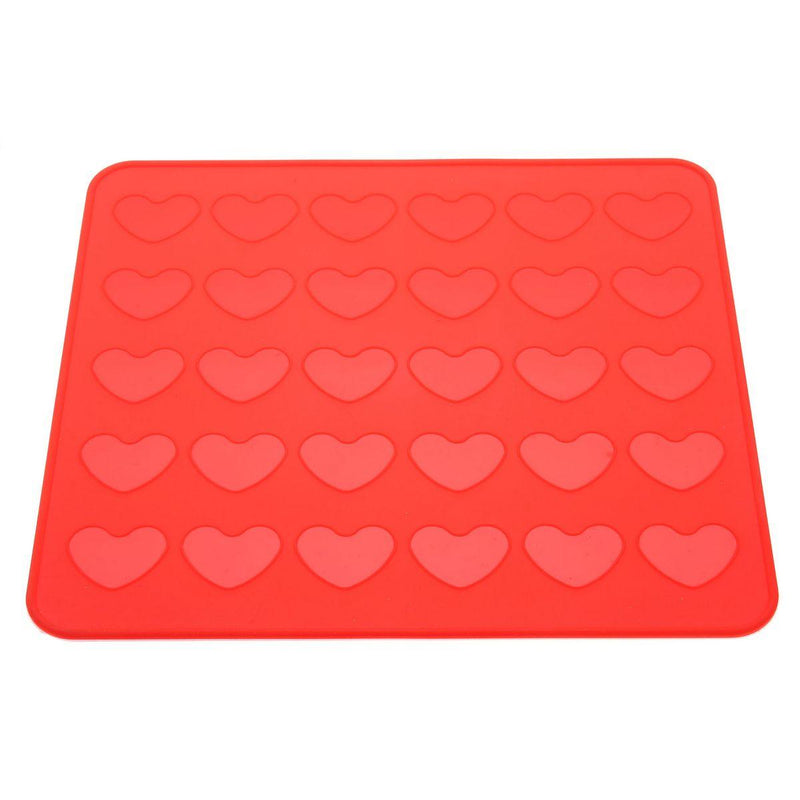 JX-LCLYL Reusable Silicone Heart Shaped Macaron Mat Pastry Sheet Muffin Tray Baking Mold