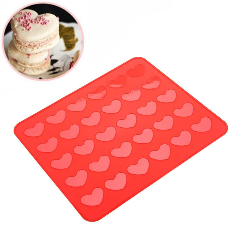 JX-LCLYL Reusable Silicone Heart Shaped Macaron Mat Pastry Sheet Muffin Tray Baking Mold