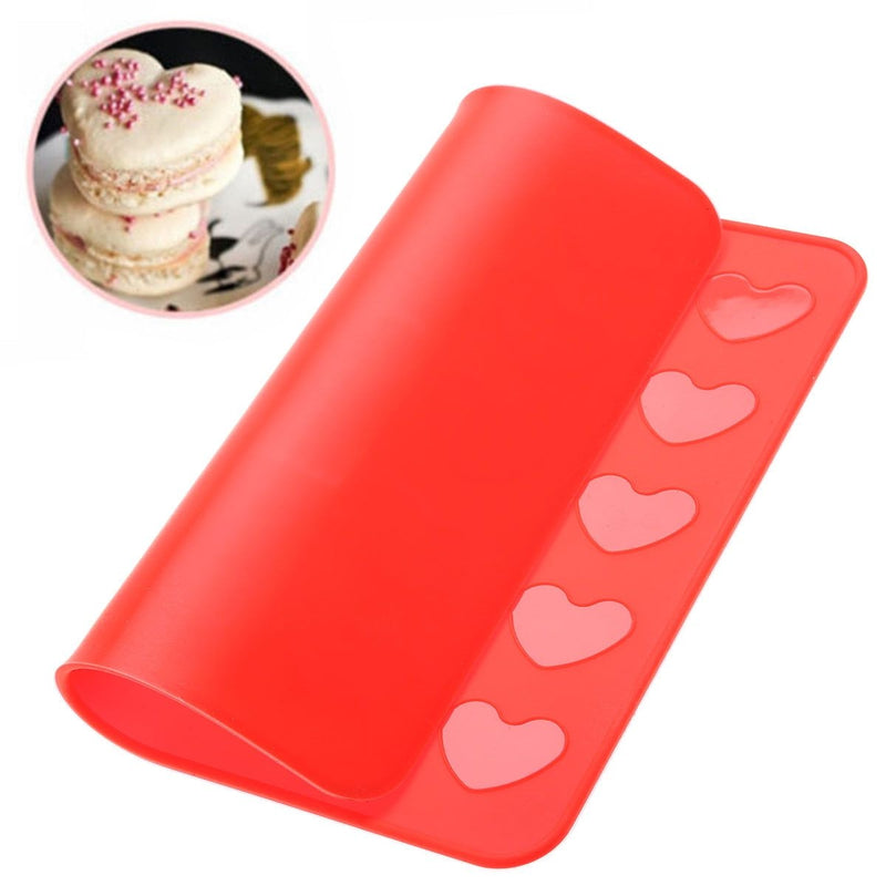 JX-LCLYL Reusable Silicone Heart Shaped Macaron Mat Pastry Sheet Muffin Tray Baking Mold