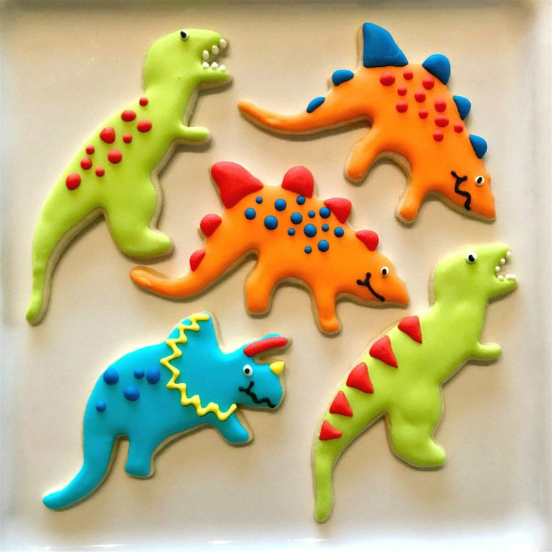 KENIAO Dinosaur Cookie Cutters Set - 6 Piece - T-Rex, Triceratops, Stegosaurus, Brontosaurus,