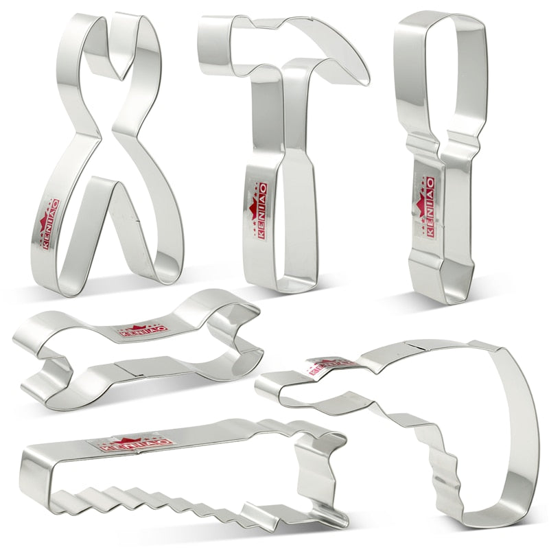 KENIAO Tools Cookie Cutter Set for Labor day / Father's day  - 6 Piece - Biscuit / Fondant / Pastry