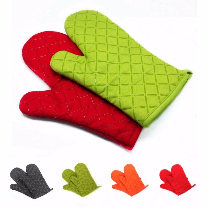 Kitchen Oven Mitts With Non-Slip Silicone Printed Cotton Glove 1 Pair of Heat Resistant Cooking