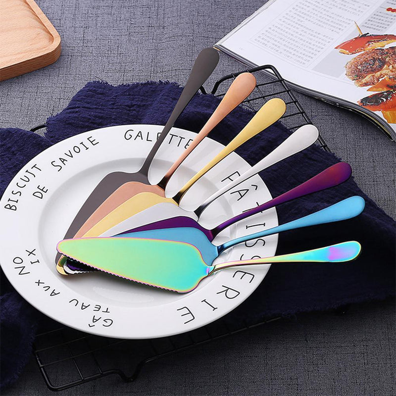 LanLan Colorful Stainless Steel Serrated Edge Cake Server Blade Cutter Pie Pizza Shovel Cake Spatula