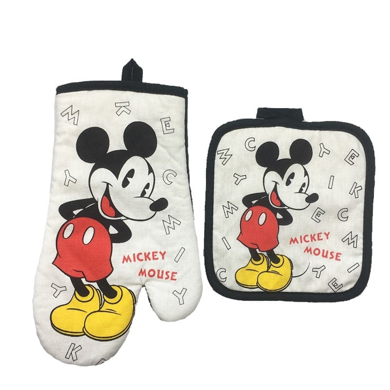 Mickey Mouse Microwave Glove Potholder Bakeware Blue and White 100% Cotton Oven Mitts and
