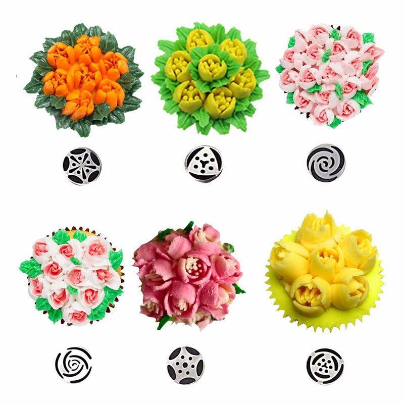 Mujiang 13Pcs/Set Russian Icing Piping Tips 1 Pcs Silicone Bag 2 Coupler Leaf Nozzles Brush