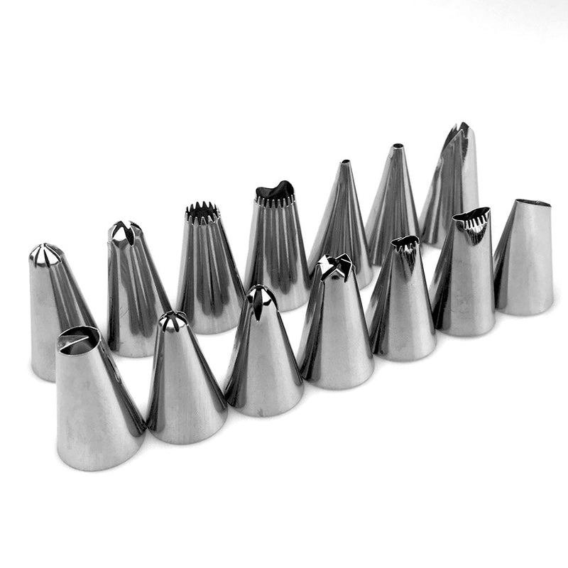 16pcs/Set Confectionery Bag With Nozzles Icing Piping Tip Stainless Steel Cake Decorating Tool