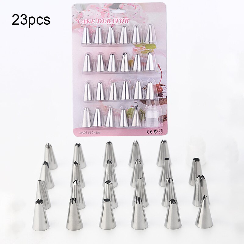 Pastry Nozzles with Bag Set Large Stainless Steel Excavator Eclair Icing Cream Piping Tips Socket