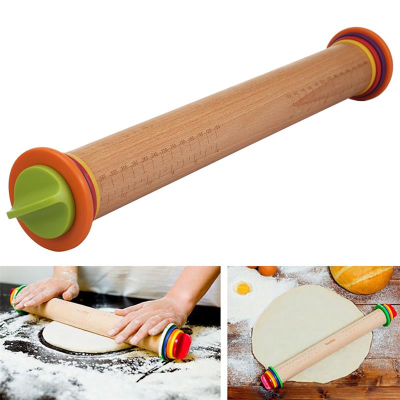 Reusable Non-Stick Rolling Pin Adjustable Cake Dough Roller Baking Noodles Baking
