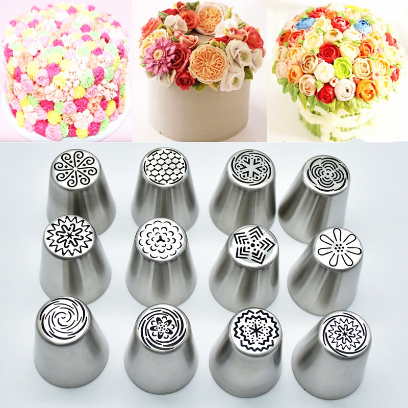 Russian Cream Piping Tip Nozzles Kit Cake Pastry Nozzles DIY Confectionery Equipment Cupcake