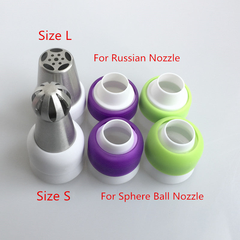 Russian Nozzle Tips Single Color Coupler Sphere Ball Icing Piping Nozzles Converter Plastic Cake